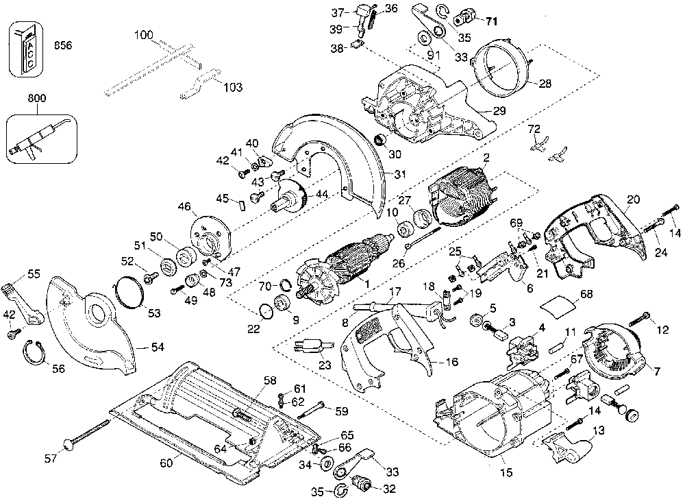 Exploded Diagram A Diagram and Parts List for 3057-04 Type 1 Black and Decker Circular Saw